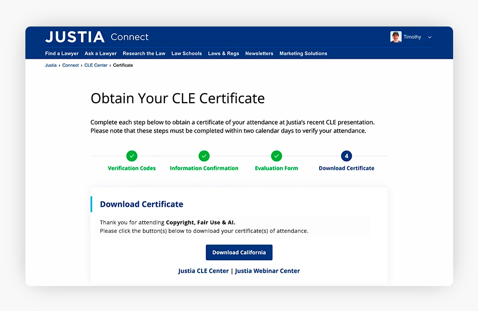 Obtain Your CLE Certificate