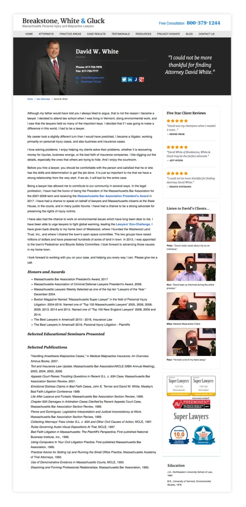 David White Página de perfil del abogado